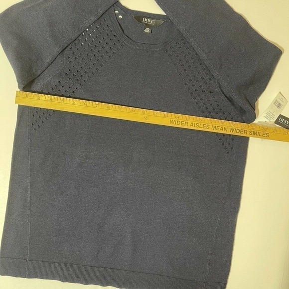 IM NYC Isaac Mizrahi Size M Pullover Sweater Crew-Neck Princess Seam Navy Blue - Picture 8 of 11